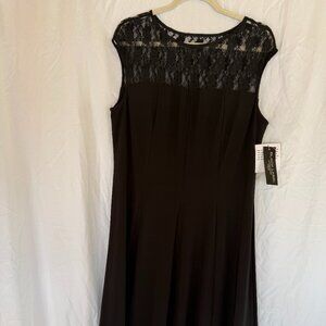 New Black Label Evan-Picone Cap Sleeve Fit & Flare Dress Womens 12 Black Lace